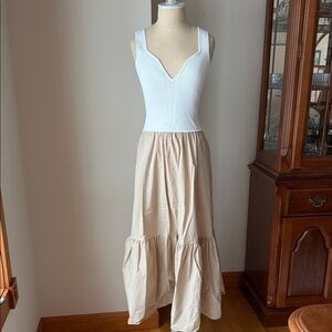 Cream and White Maxi Dress